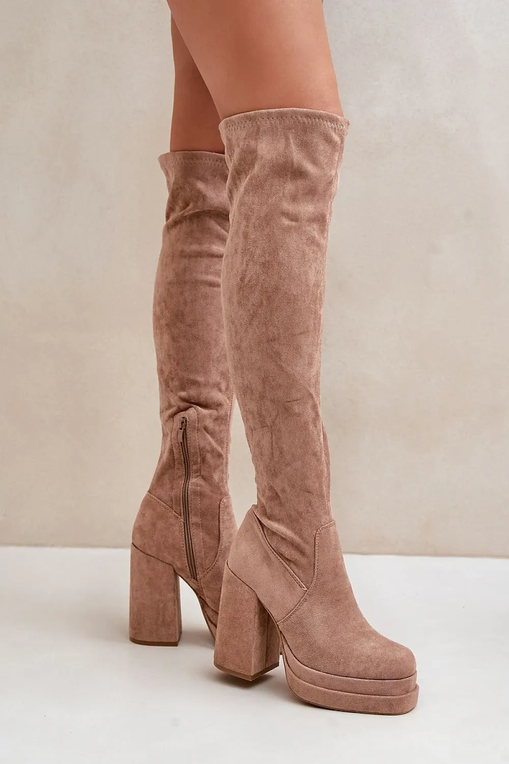 TEEK - Suede Over The Knee Heel Boots