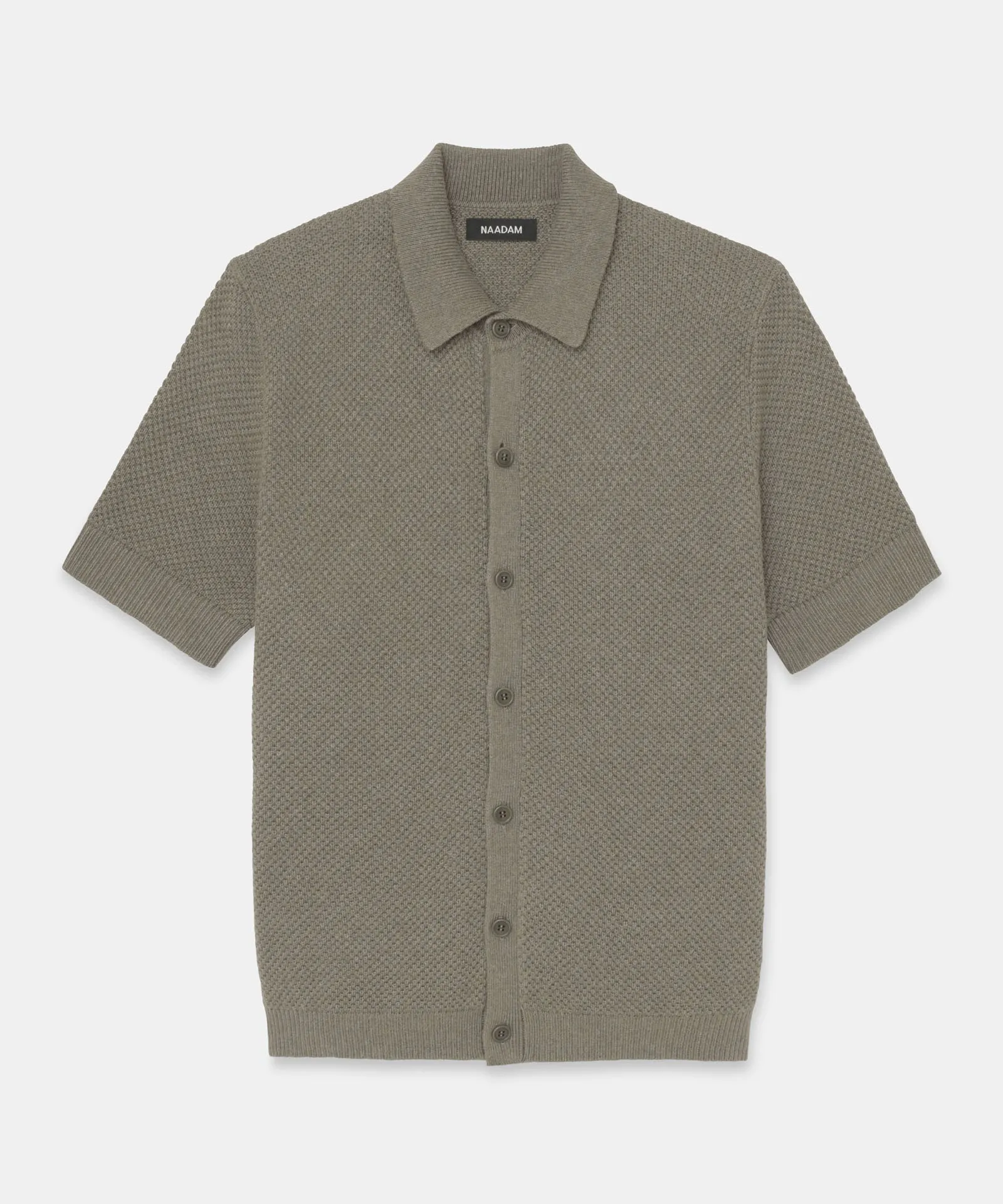 Textured Cotton Short Sleeve Button Up