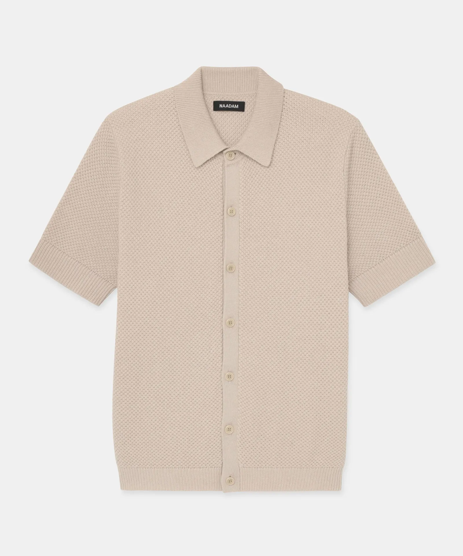 Textured Cotton Short Sleeve Button Up