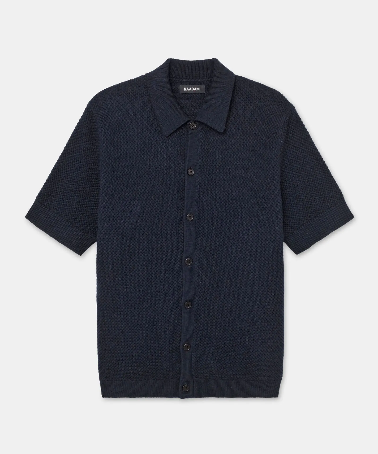 Textured Cotton Short Sleeve Button Up