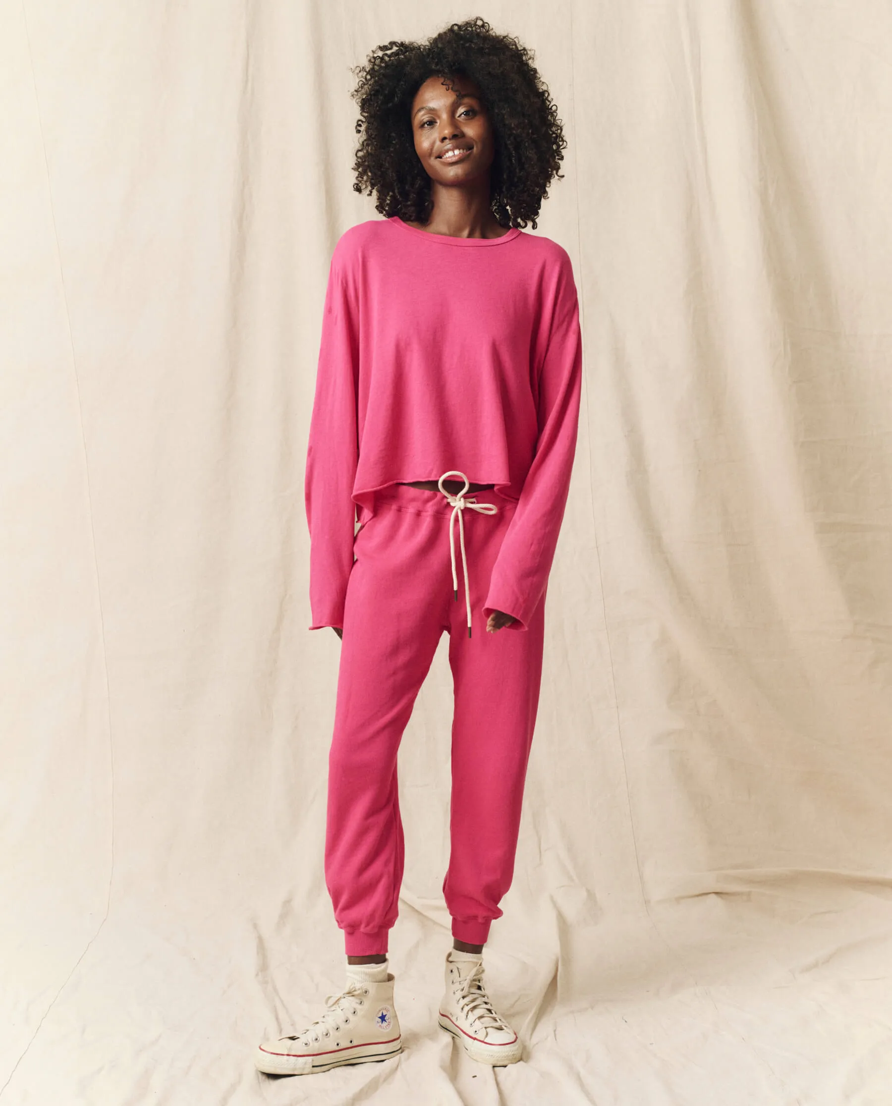 The Cropped Sweatpant. Solid -- Fuchsia