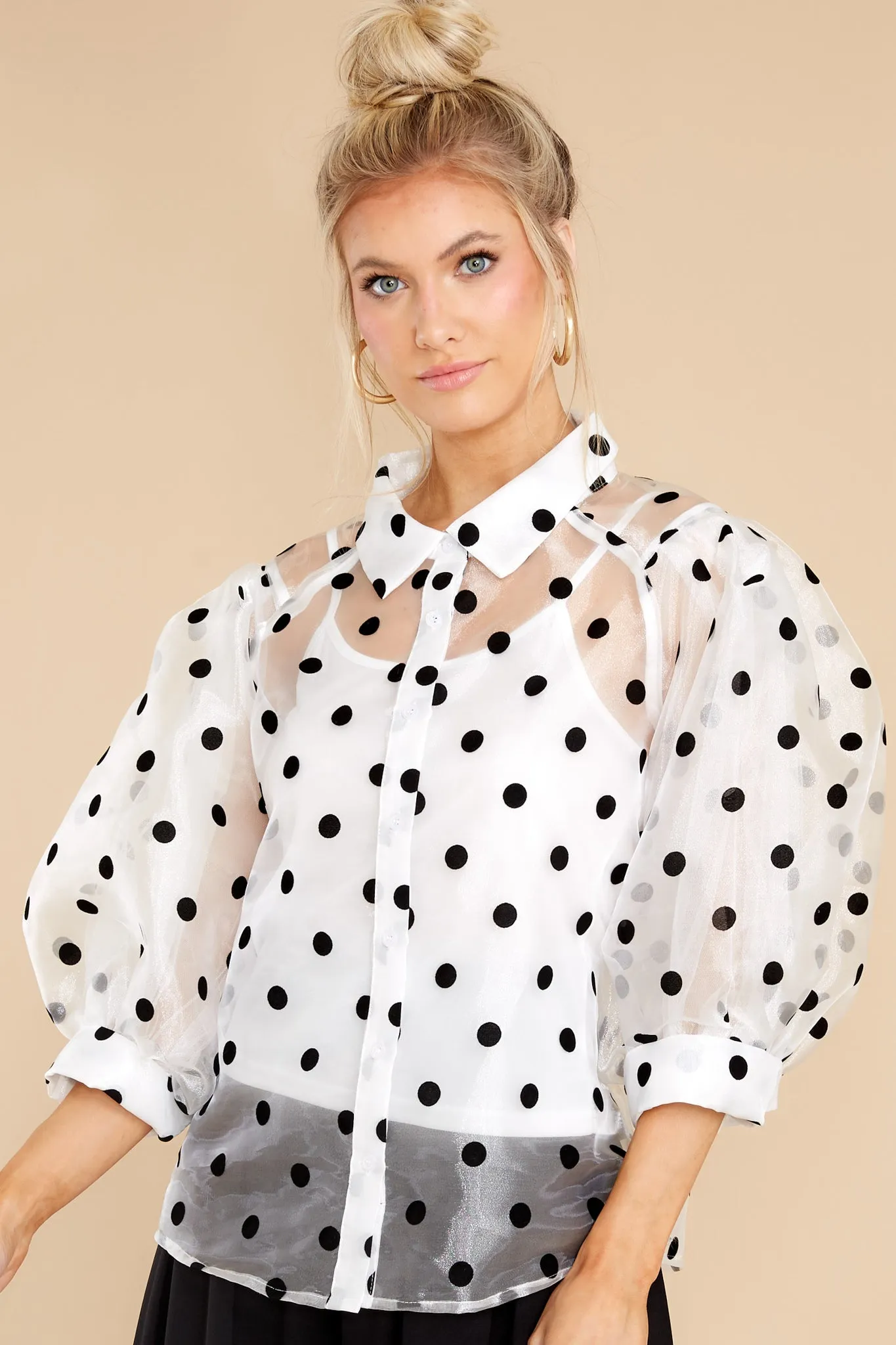 The Rare One White Polka Dot Top