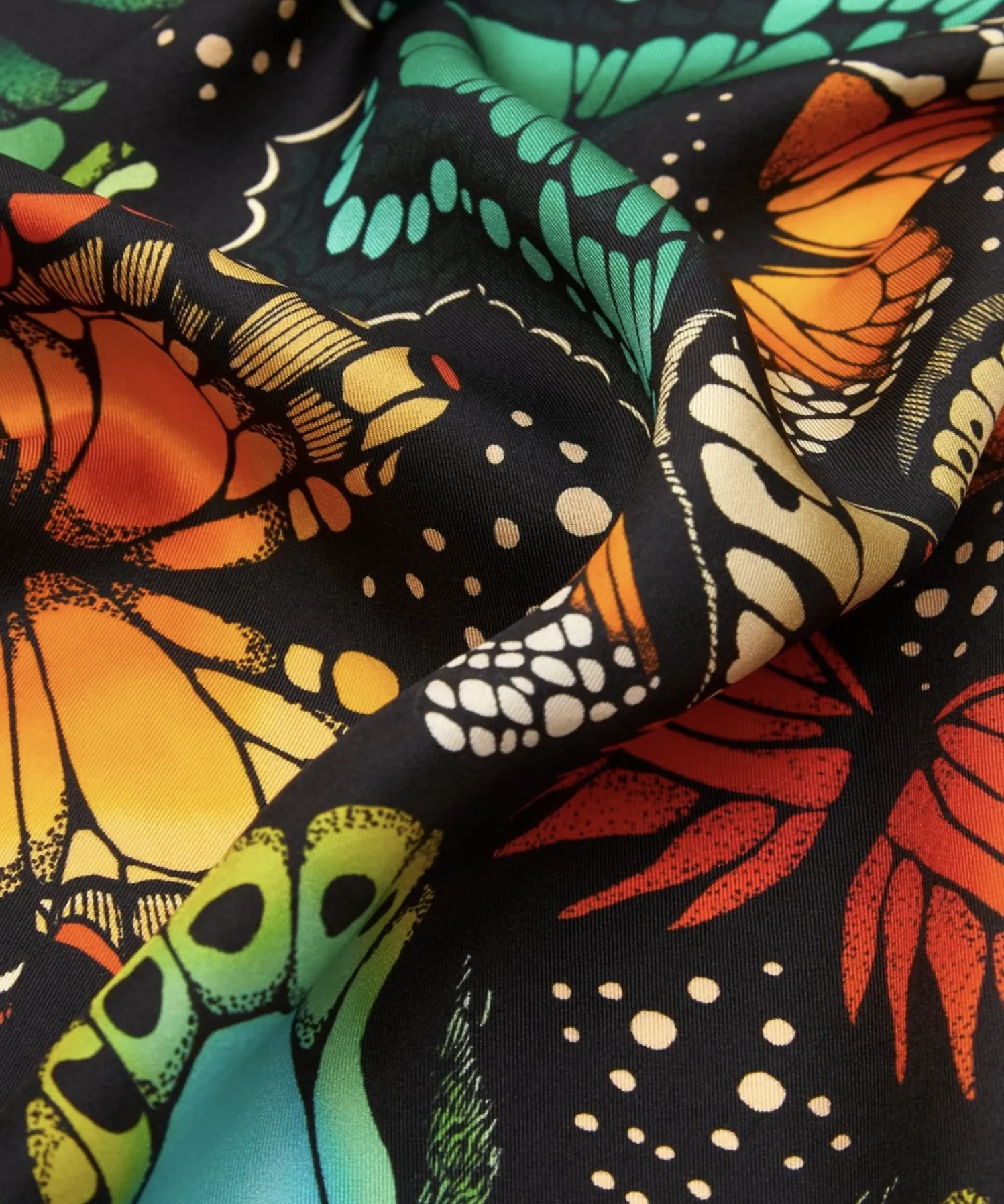 The Tropical Butterfly Silk Scarf - Burnt Orange | 65x65cm