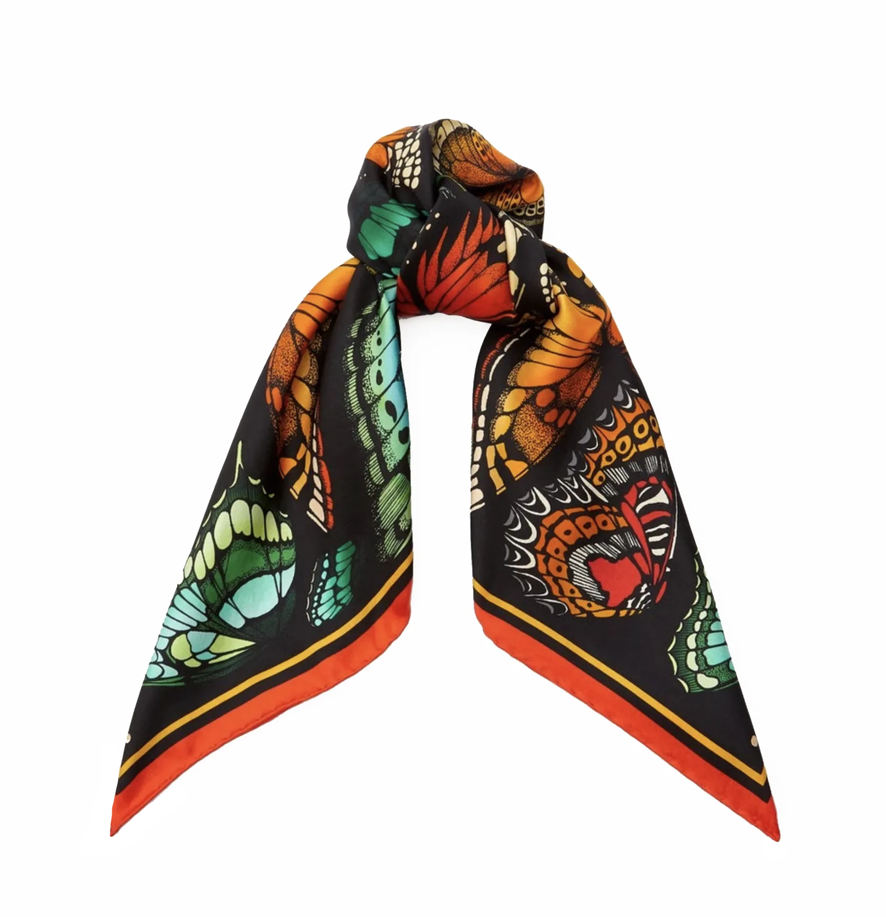 The Tropical Butterfly Silk Scarf - Burnt Orange | 65x65cm