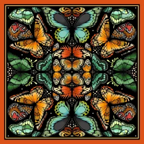 The Tropical Butterfly Silk Scarf - Burnt Orange | 65x65cm