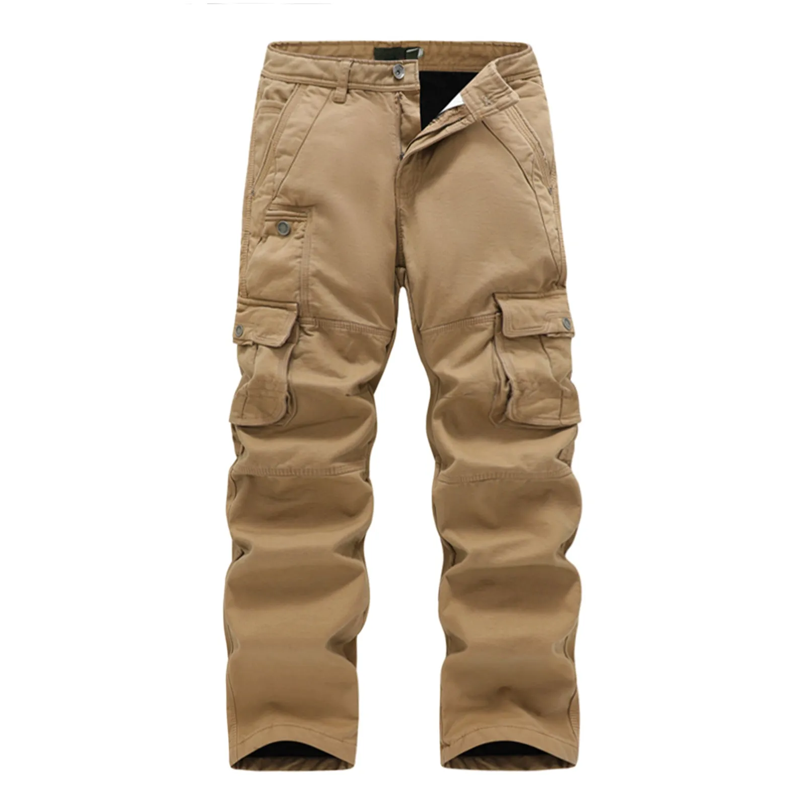 THICKEN 100% COTTON CASUAL DRAWSTRING MULTI-POCKETS CARGO PANTS