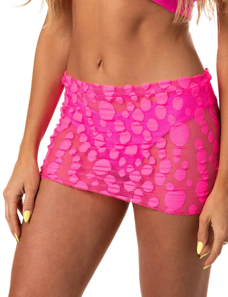 TREATS MINI SKIRT - POPPING CANDY PINK MESH