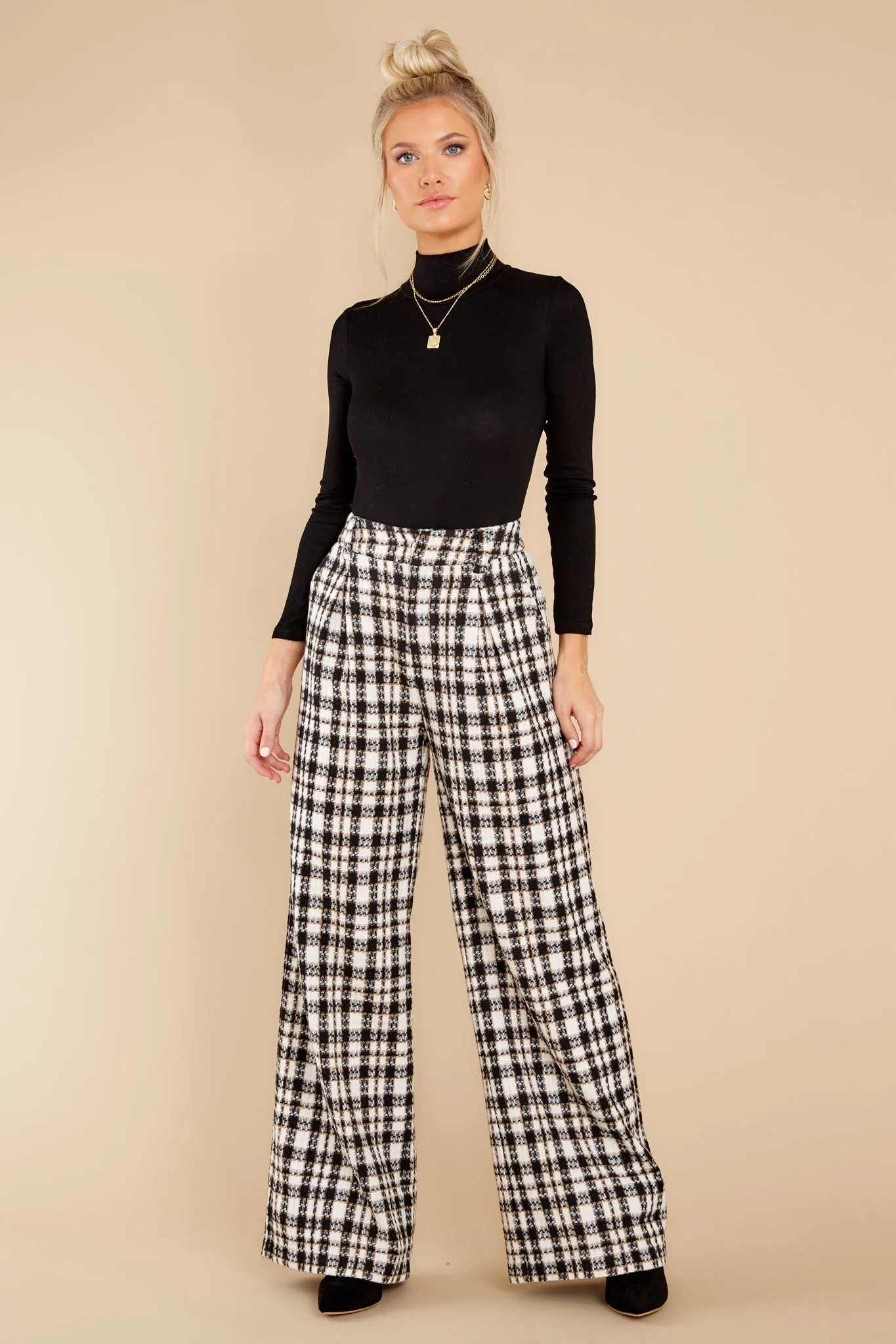 Trendiest Around Black And White Plaid Pants