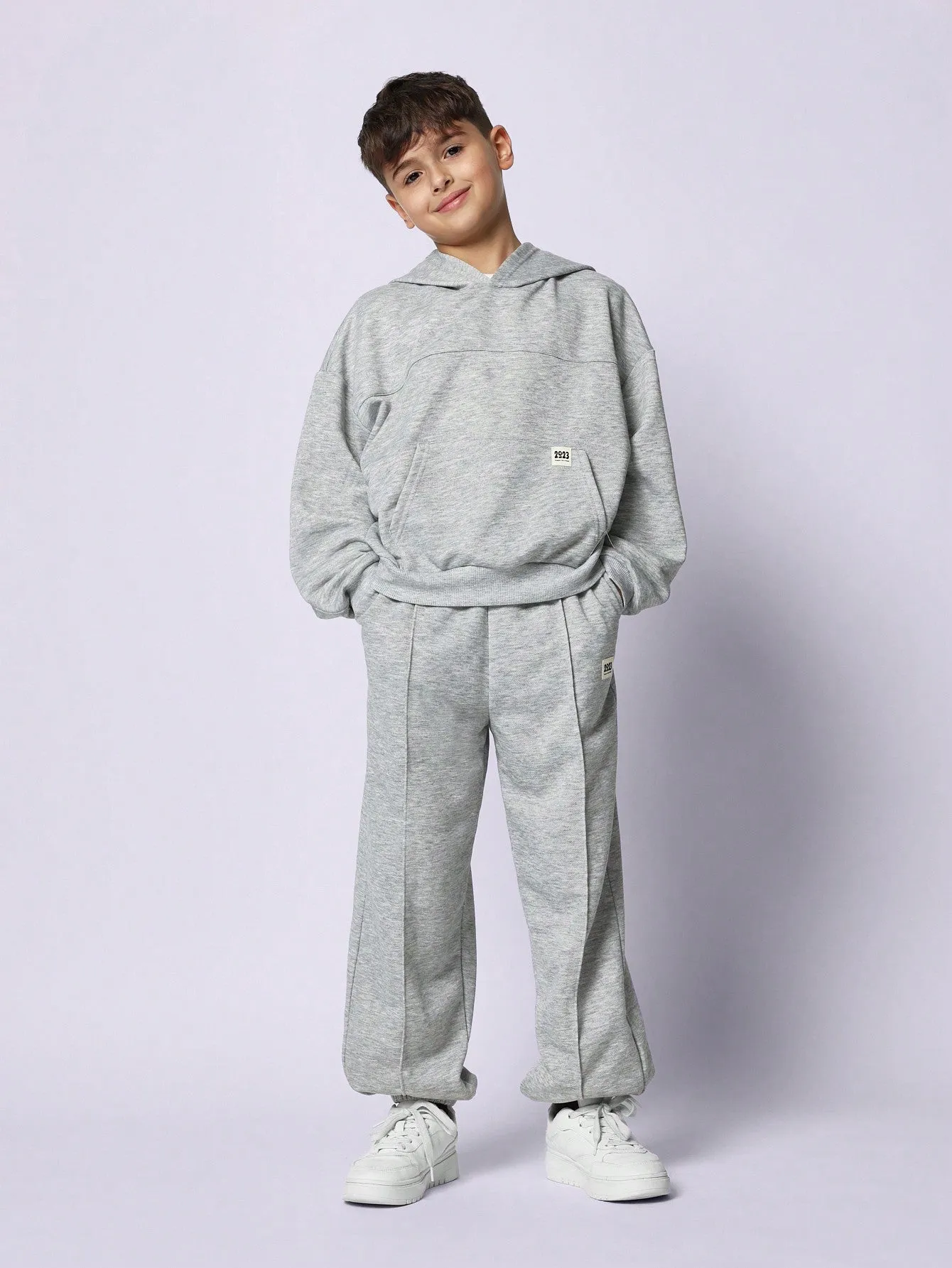 Tween Boys Comfy Regular Fit Overhead Hoodie And Straight Fit Jogger With Pleats 2 Piece Set