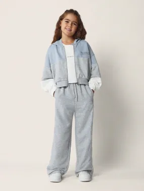 Tween Girls Comfy Zip-Up Colour Block Hoodie & Straight Fit Sweatpants 2 Piece Set