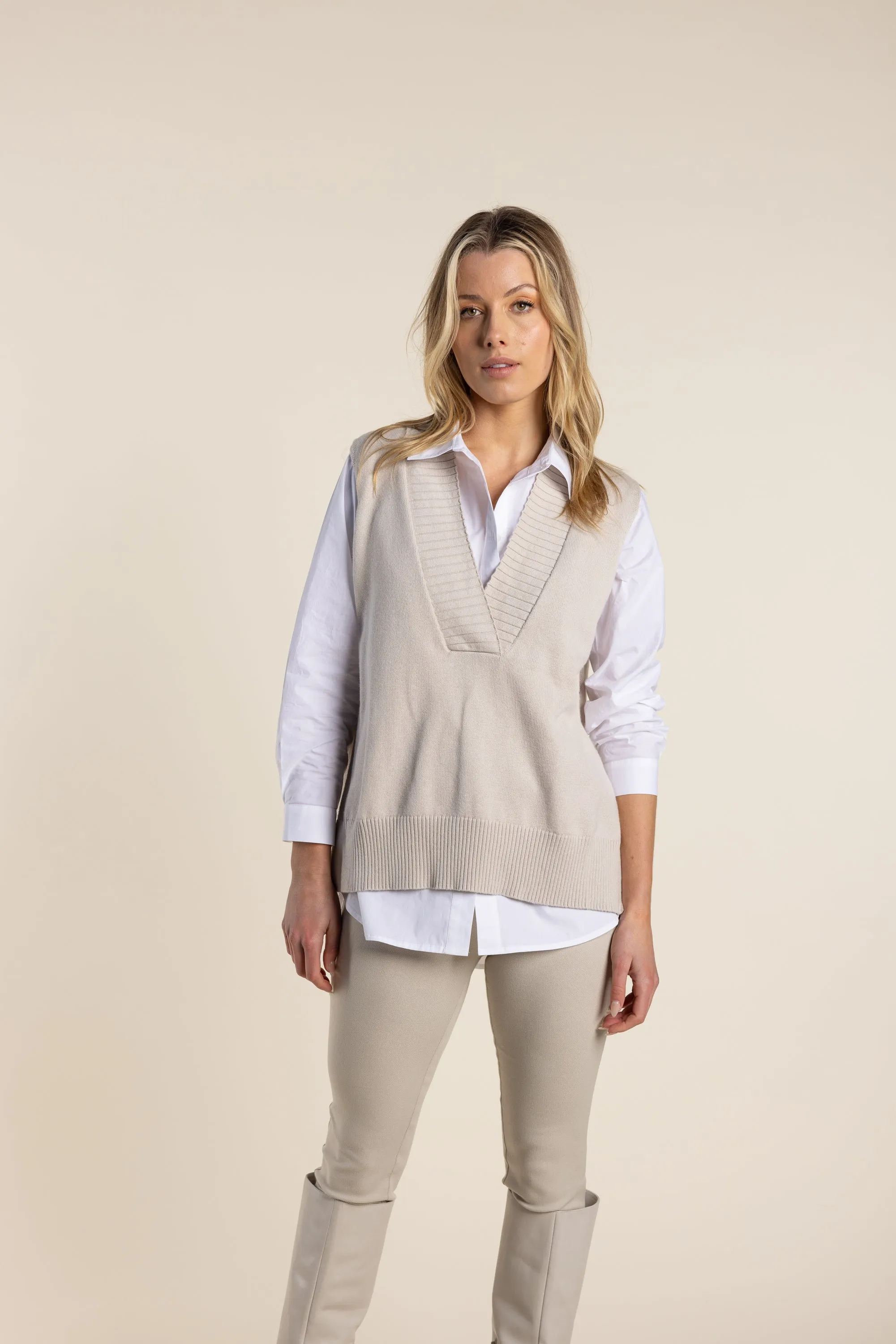 Two T's - Cotton Cashmere Vest Natural