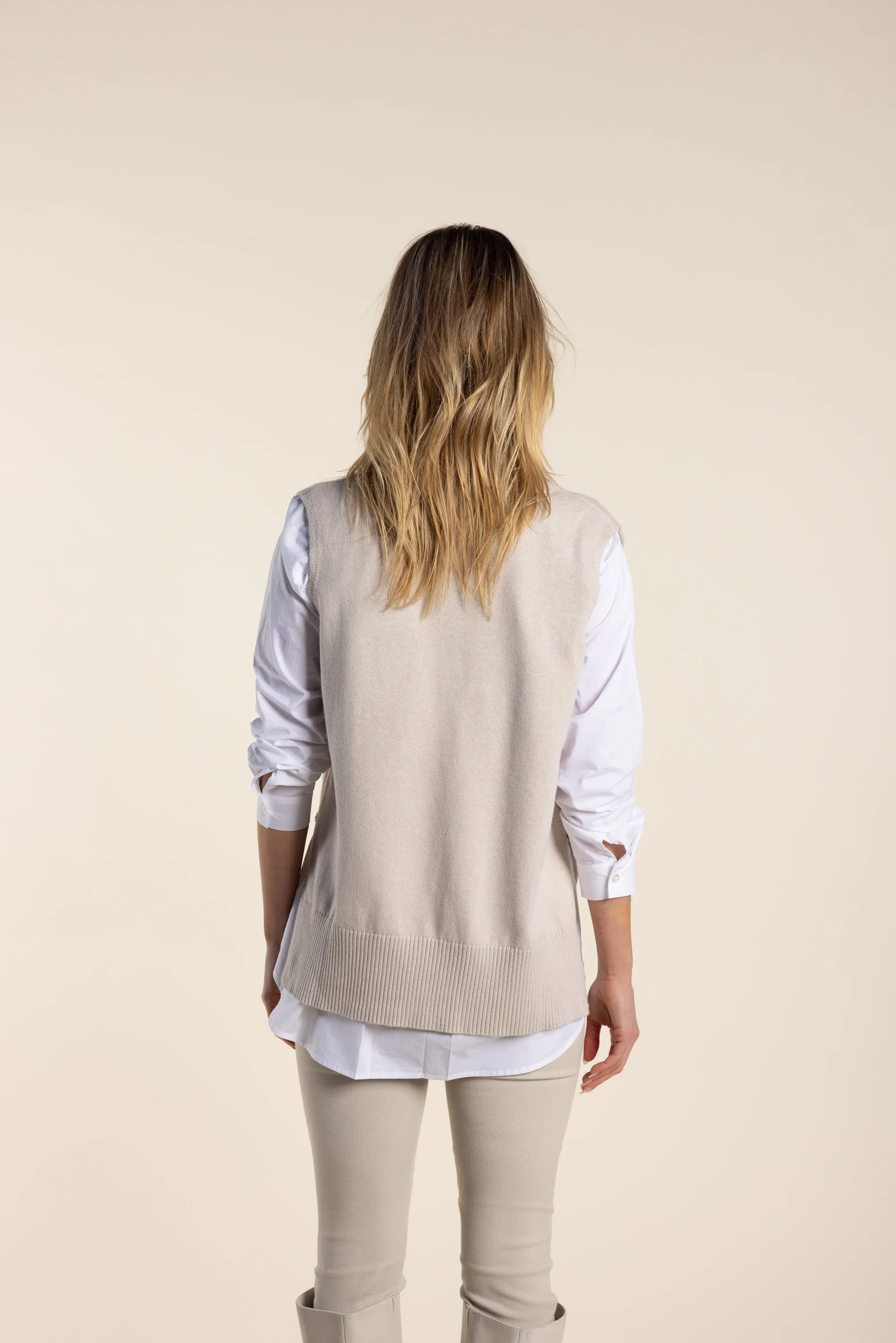 Two T's - Cotton Cashmere Vest Natural