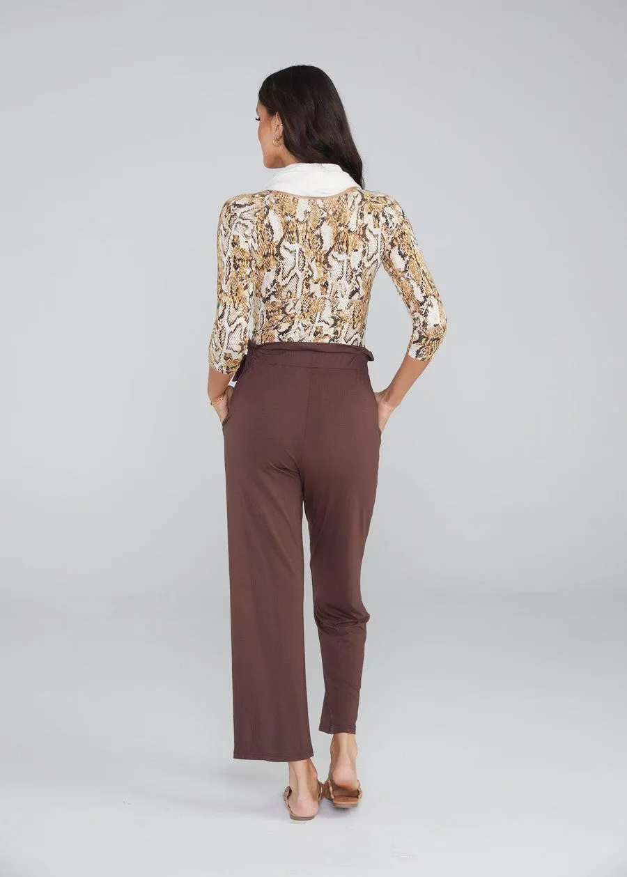 Tyler Bamboo Paperbag Pant - Chicory Coffee