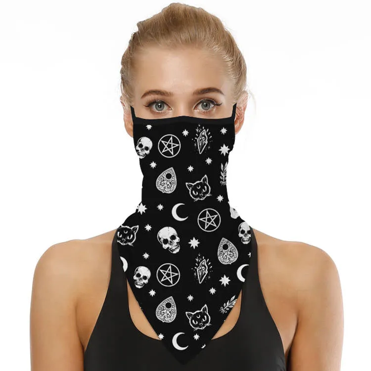 Unisex Face Scarf Bandana with Ear Loops Black Mystic