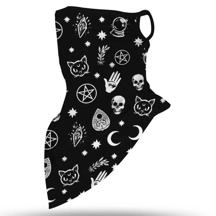 Unisex Face Scarf Bandana with Ear Loops Black Mystic