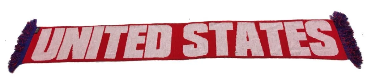 United States USA Ruffneck Scarves "Beat Mexico" Red Acrylic Knit Tassle Scarf