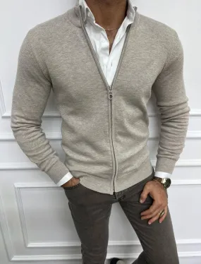 V-neck Beige Cardigan