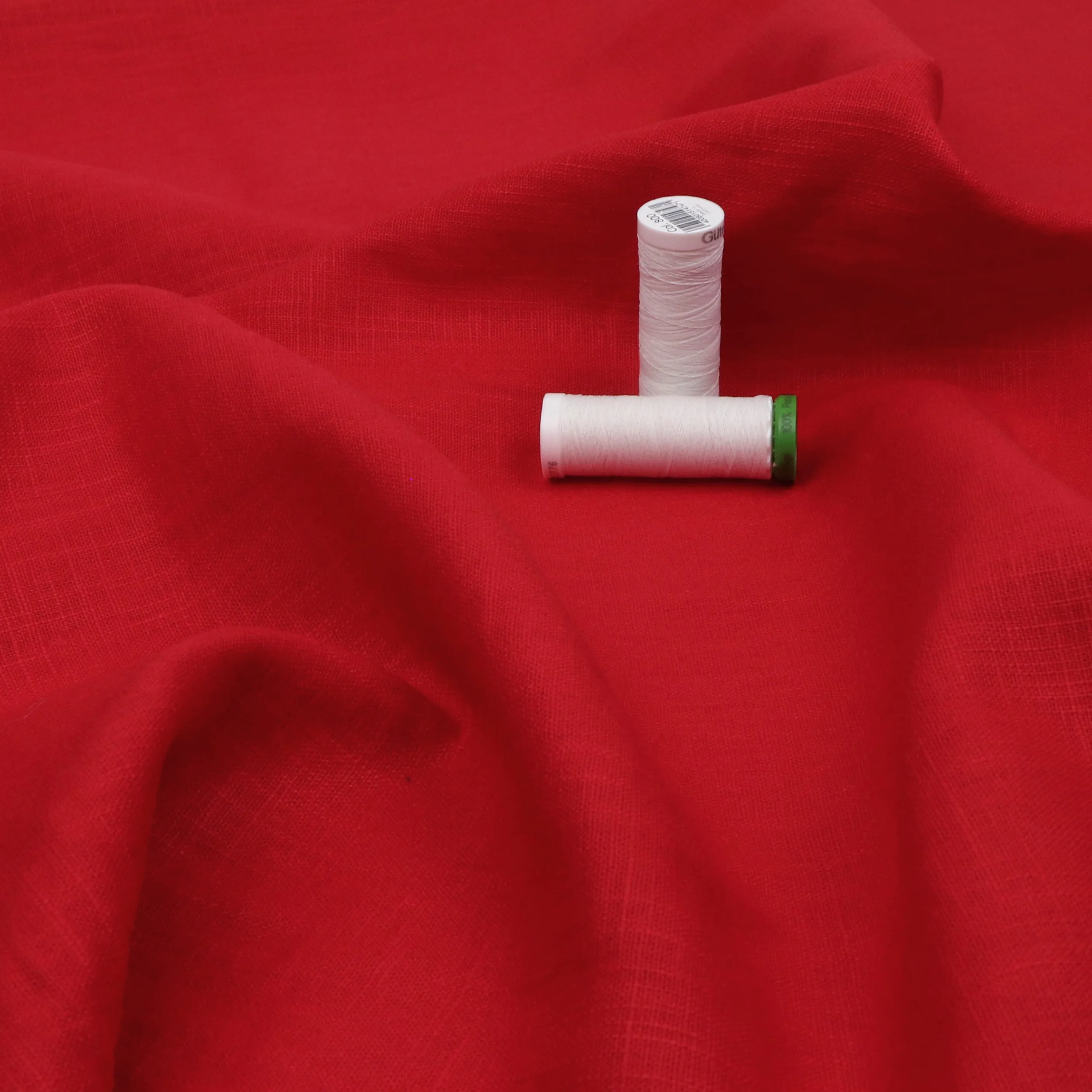 Washed Linen Cotton - Bright Red