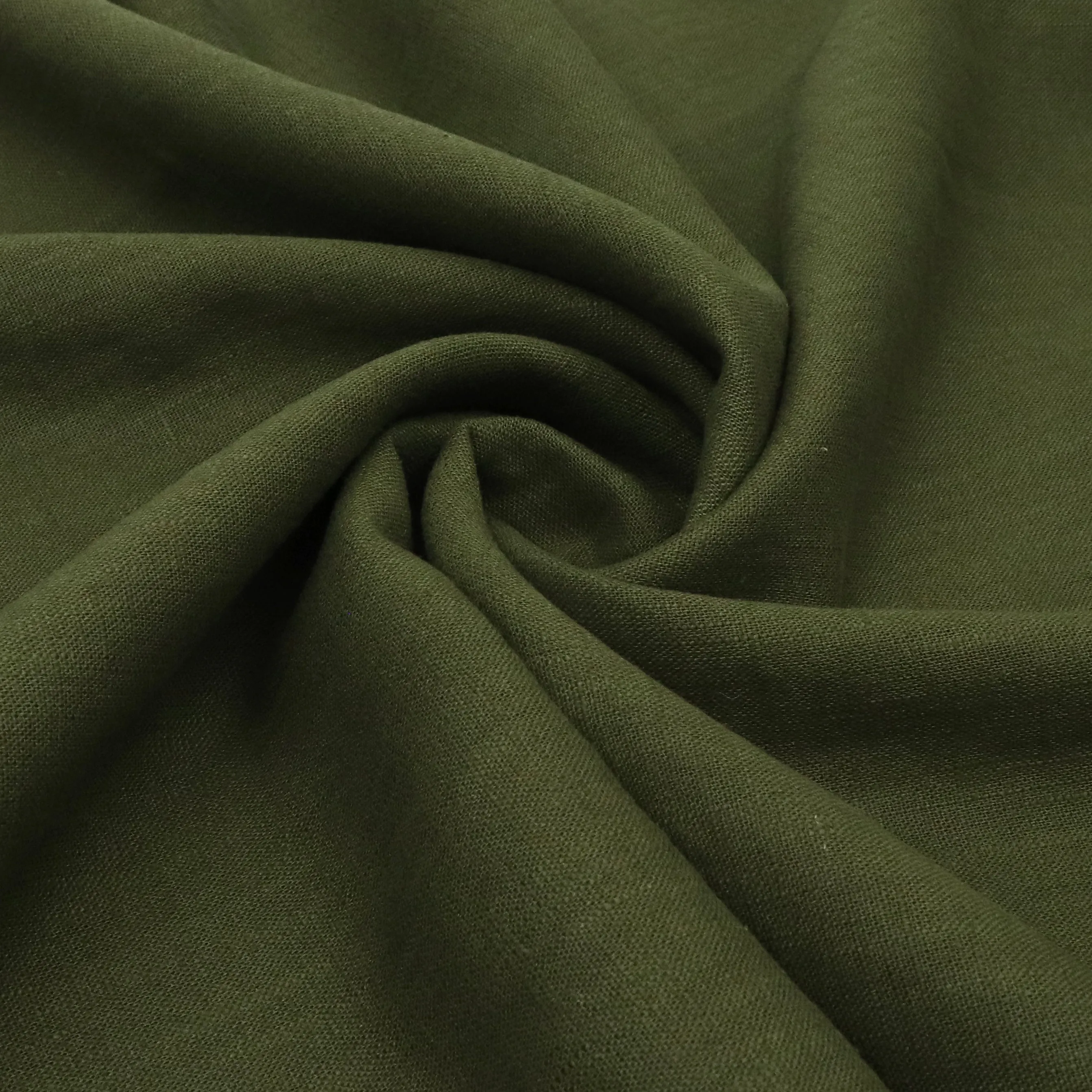 Washed Linen Cotton - Dark Olive Green