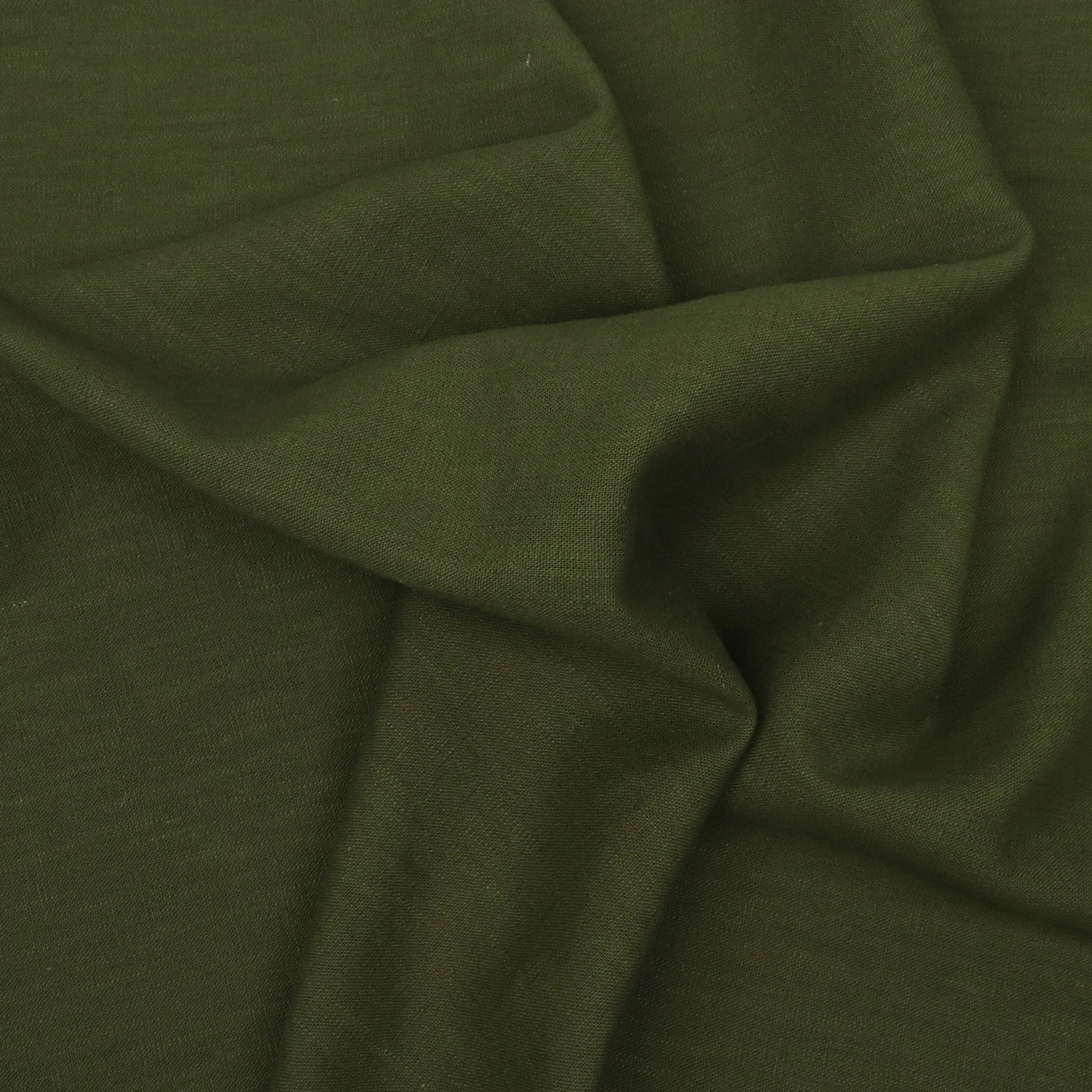 Washed Linen Cotton - Dark Olive Green