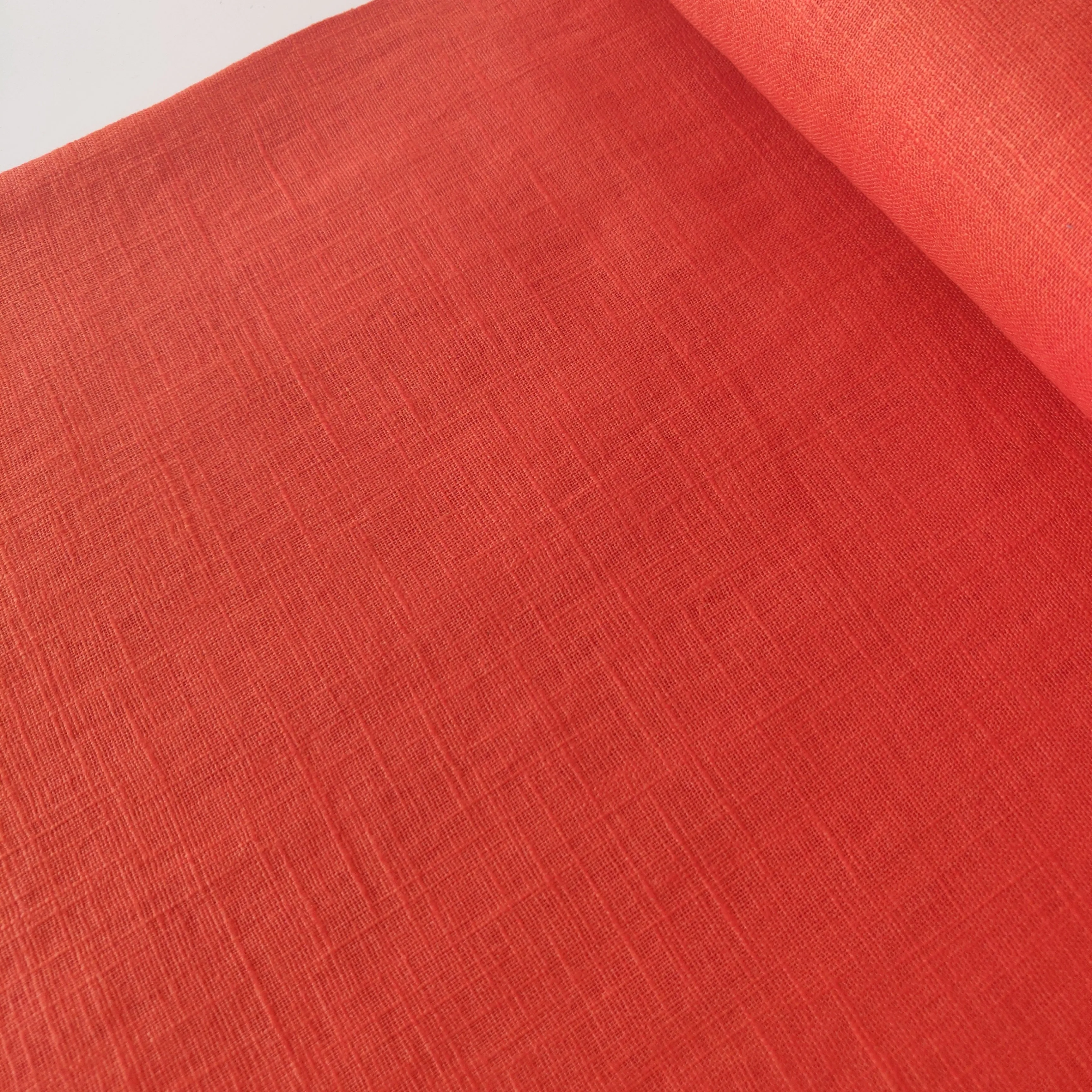 Washed Linen Cotton - Flame Orange