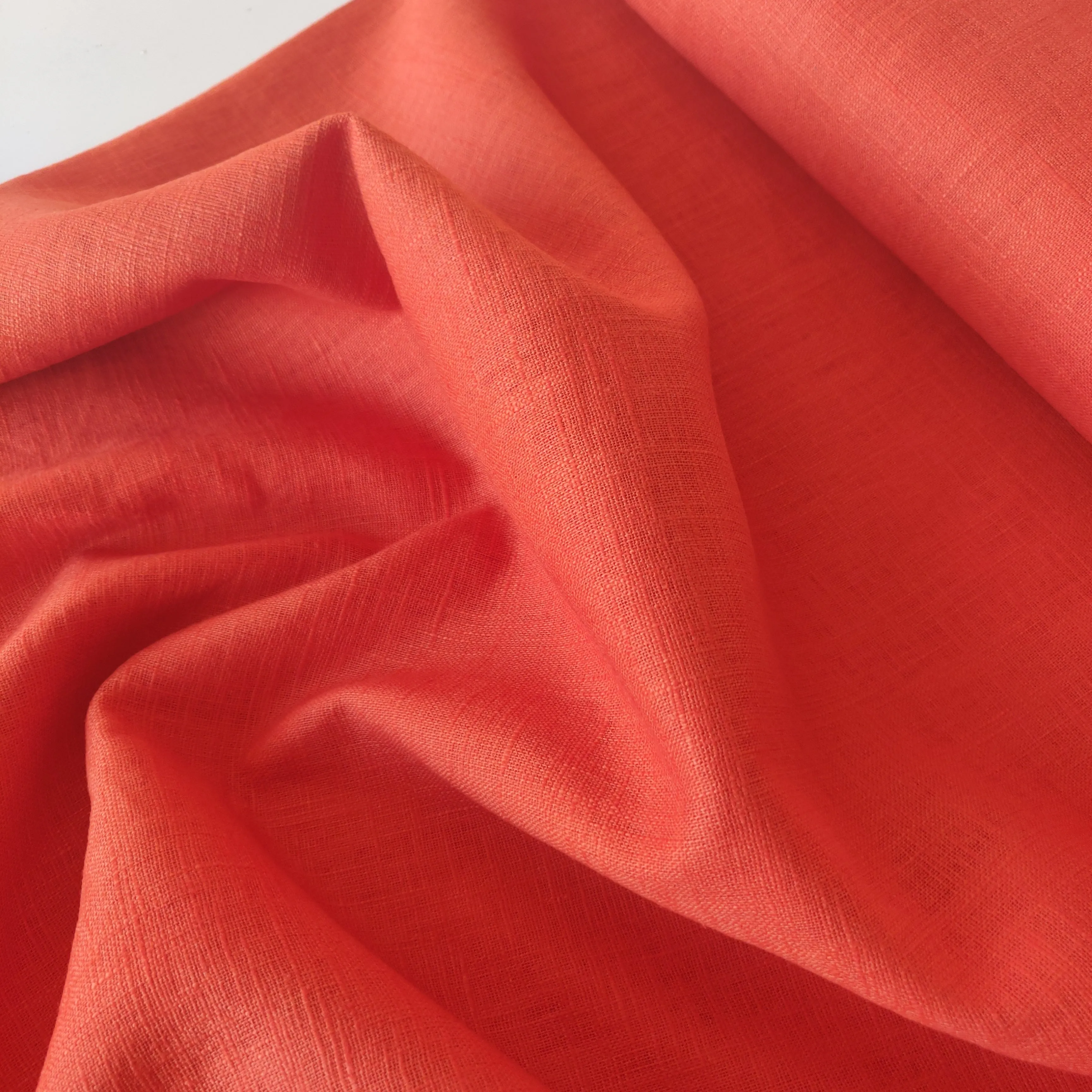 Washed Linen Cotton - Flame Orange