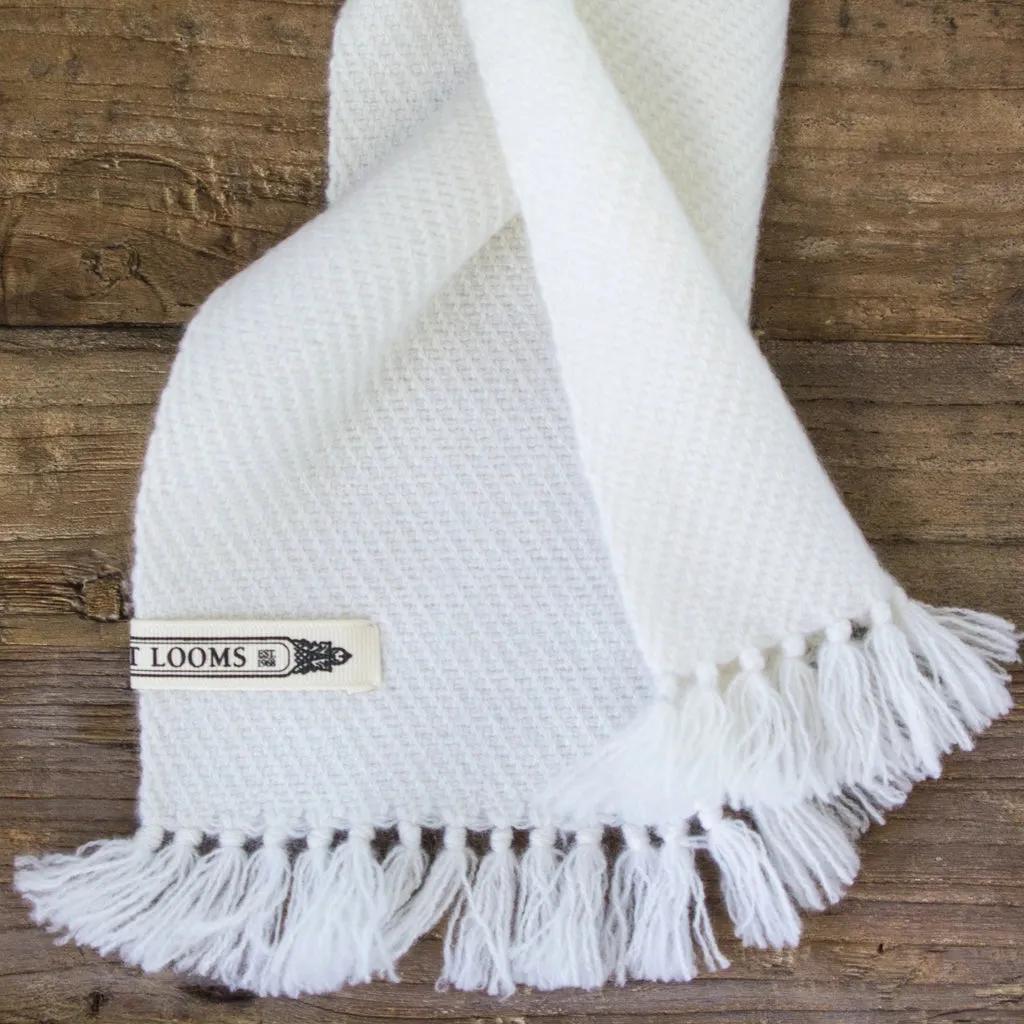 White Handwoven Cashmere Scarf