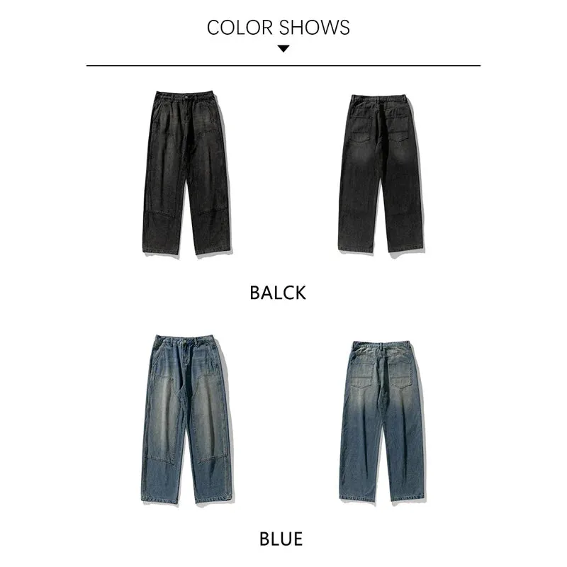 Wiaofellas  -   Brand Bleached Washed Jeans Men Autumn Winter New Mid Rise Japan Style Lumber Cargo Pants Classics Men Clothing