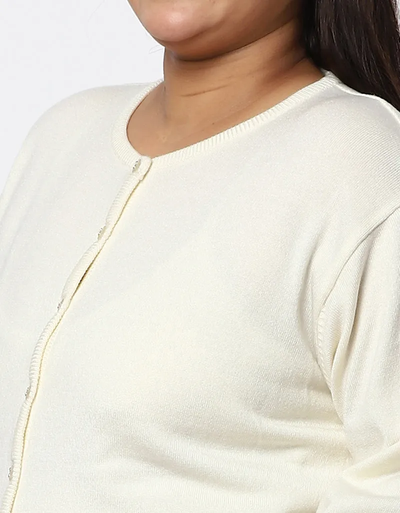 Women Woolen Plus Size Cardigan for Women with Front Buttons