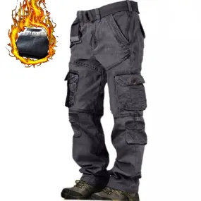 xiangtuibao - Men's Multi-pocket Fleece Warm Outdoor Tactical Cargo Pants