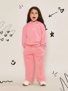 Young Girls Everyday Play Overhead Hoodie And Wide Leg Jogger 2 Piece Set With Graphic Front Print