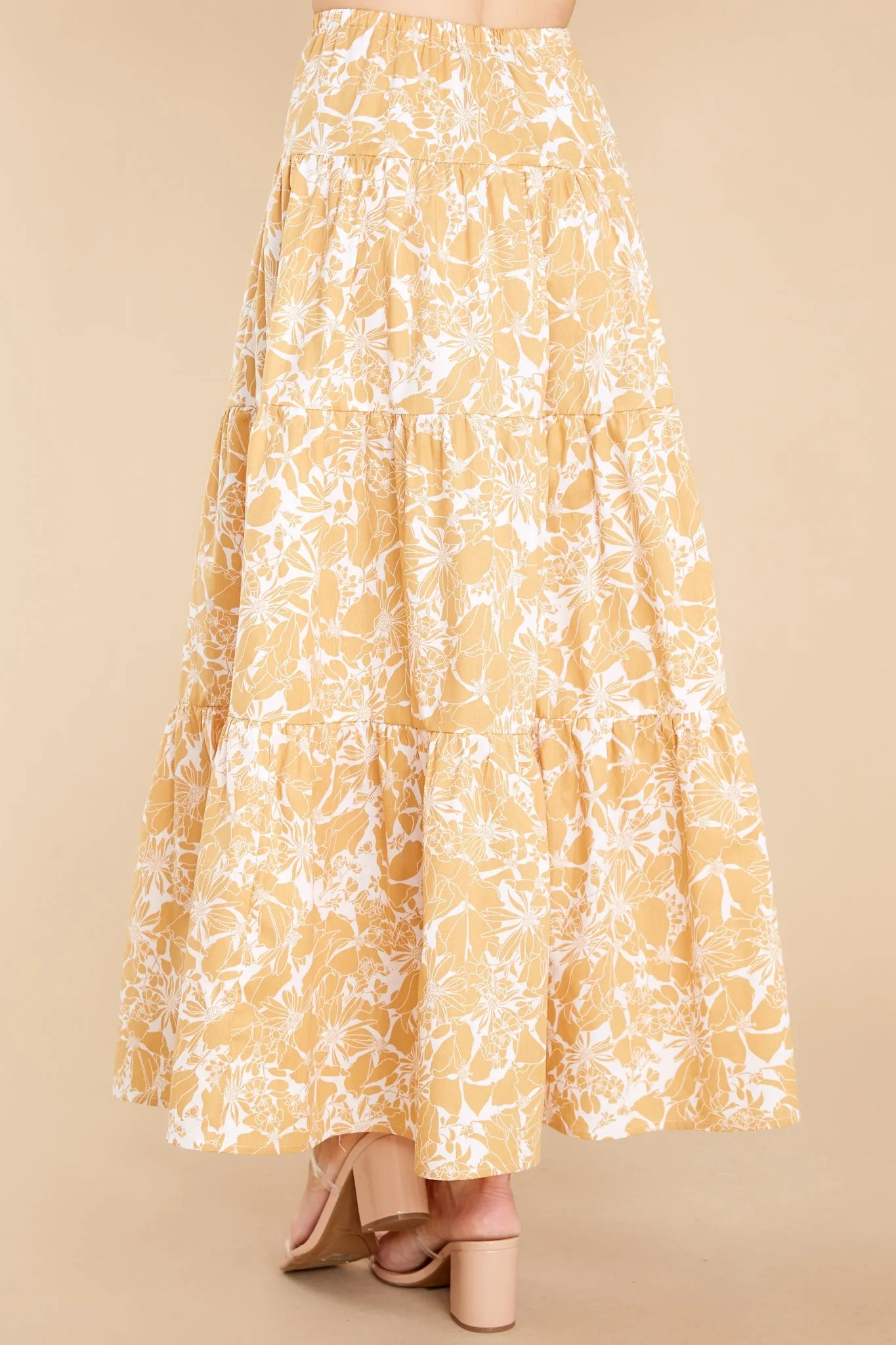 You're In Luck White And Yellow Floral Print Skirt