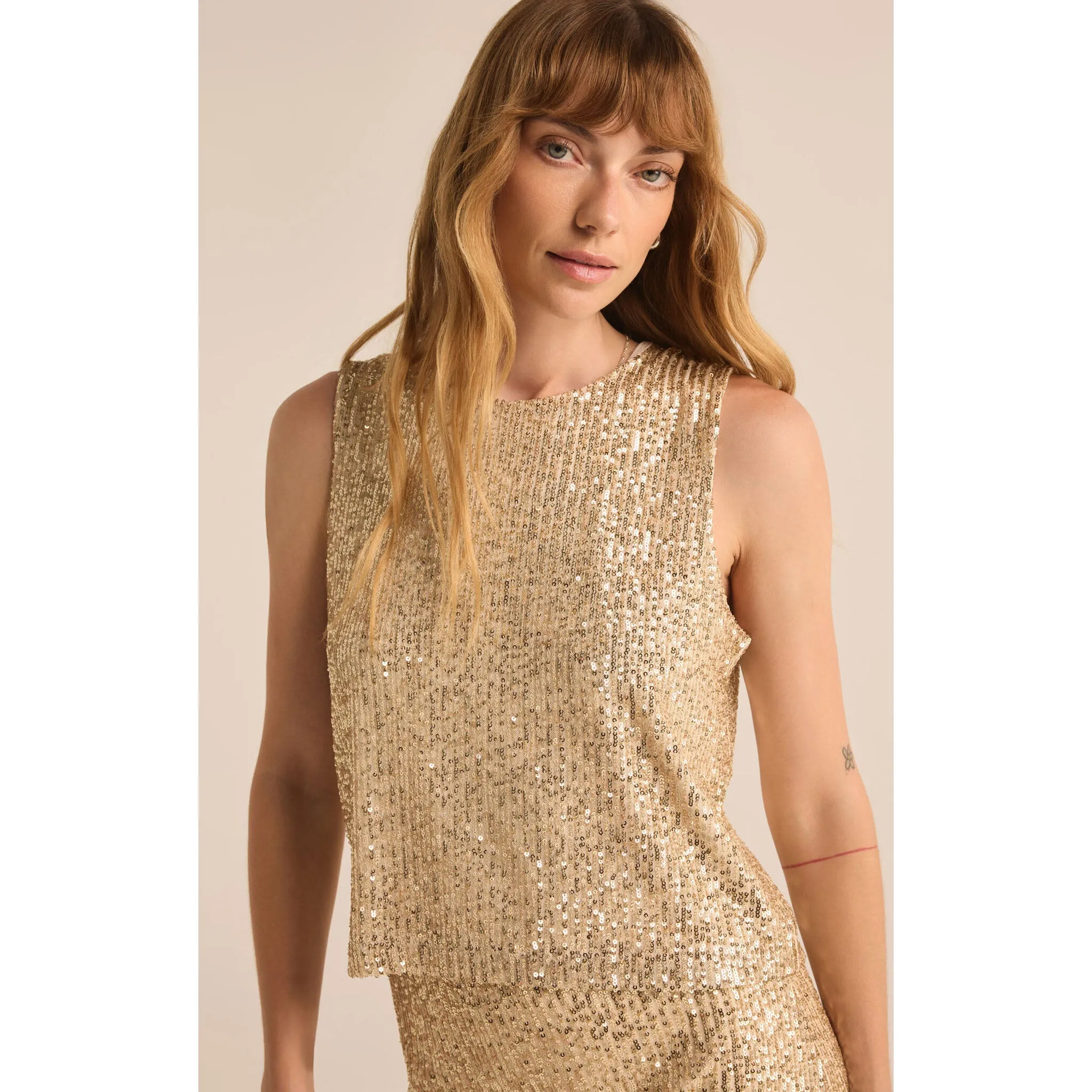 Z Supply Sloane Sequin Top in Champagne