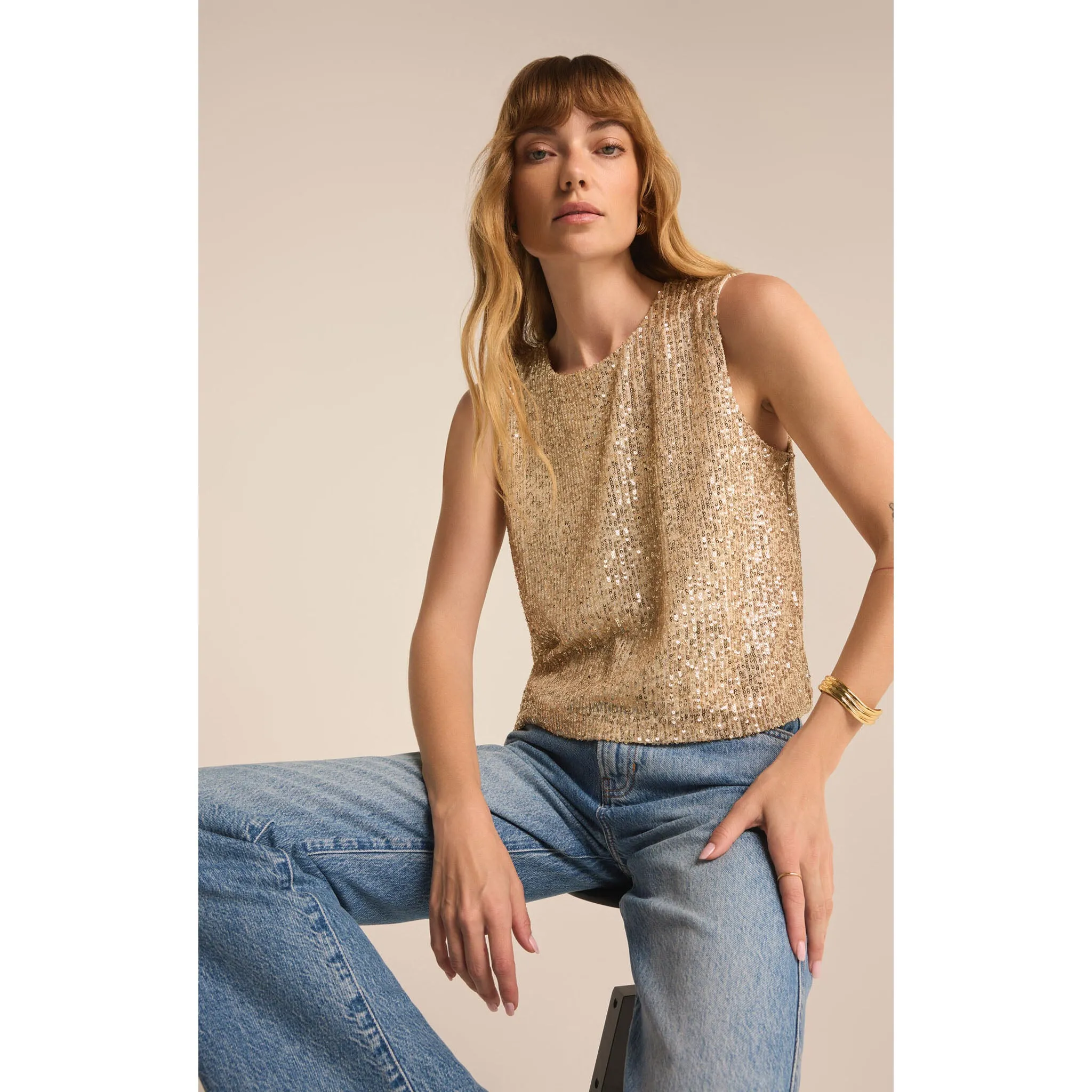 Z Supply Sloane Sequin Top in Champagne