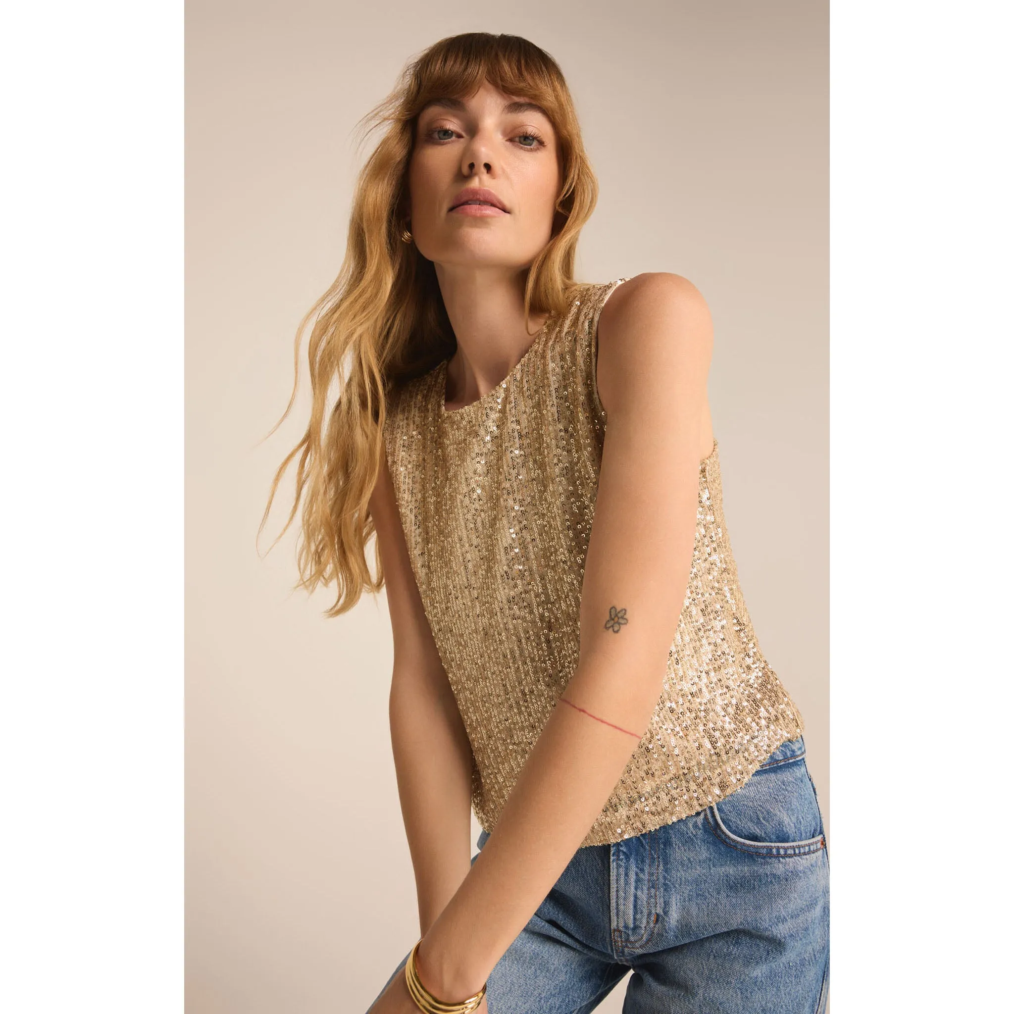 Z Supply Sloane Sequin Top in Champagne