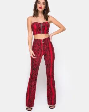 Zolia Trouser in Snake Red